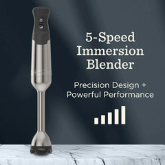 Vitamix 5-Speed Immersion Blender, Professional-Grade Hand Blender with 625-Watt Motor and Stainless-Steel Blade, Stainless Steel/White