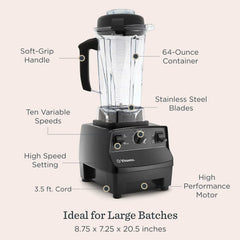 Vitamix 5200 Blender, Professional-Grade Blender for Smoothies, Soups, Ice Cream and More, Stainless-Steel Blades, Self-Cleaning Kitchen Appliance, 64 Oz Container, Red
