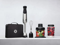 Vitamix 5-Speed Immersion Blender 5-Piece Bundle, 625-Watt Motor, One-Handed Operation, 5 ft cord, includes Mini-Chopper, Blending Jar, Whisk Attachment & Storage Case, Stainless Steel/Black